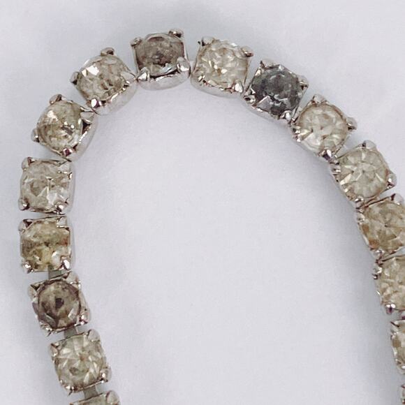 VTG Signed Carol Deb 1950s Cocktail Rhinestone Bib Necklace Silver Tone Elegant - Picture 6 of 15